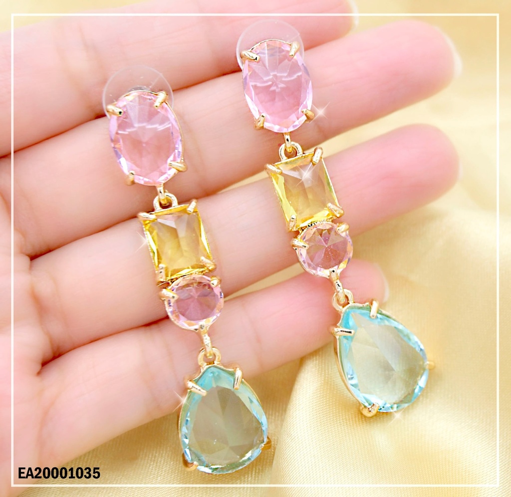 ARETES PIEDRAS PASTEL ÓVALO/RECTÁNGULO/CÍRCULO/GOTA
