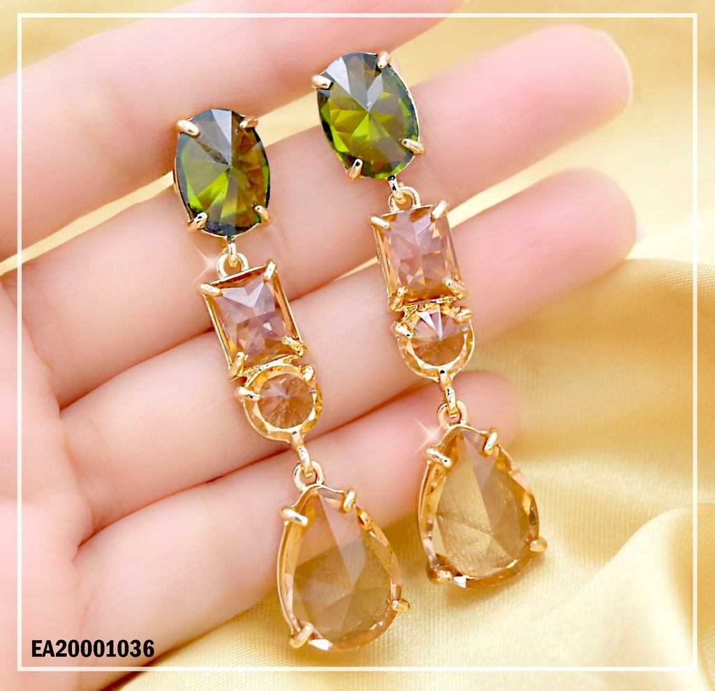 ARETES PIEDRAS VERDE/BEIGE ÓVALO/RECTÁNGULO/CÍRCULO/GOTA