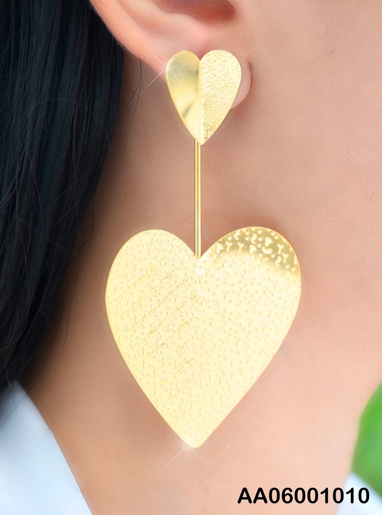 ARETES PLACA CORAZÓN LÍNEA VERT PLACA💛 GRABADA