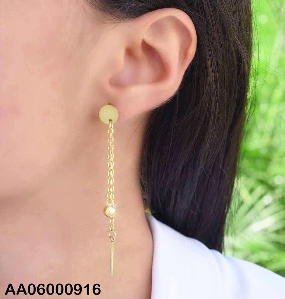 ARETES PLACA RD CADENITAS COLGANTE BARRITA