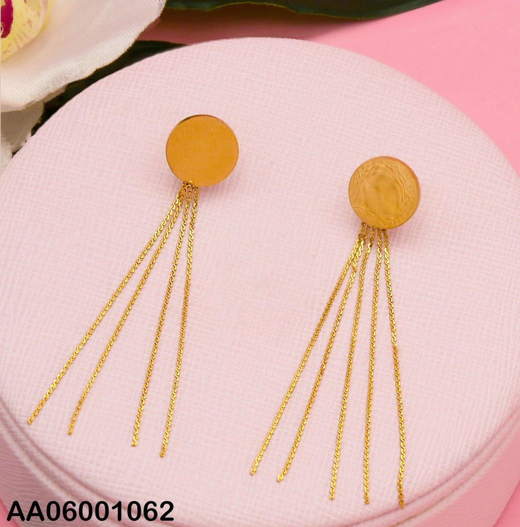 ARETES PLACA RD LISA C/CADENITAS COLGANTES