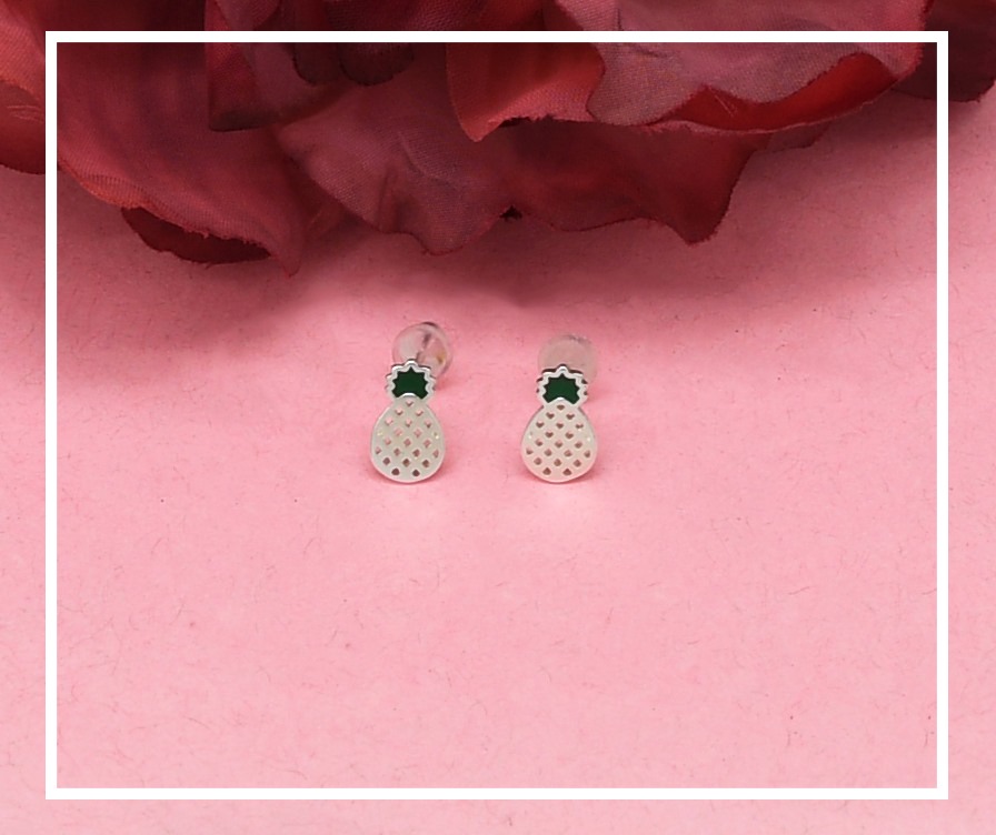 ARETES PLATEADO DE PIÑA PEQUEÑOS (P.E.NOV2025)
