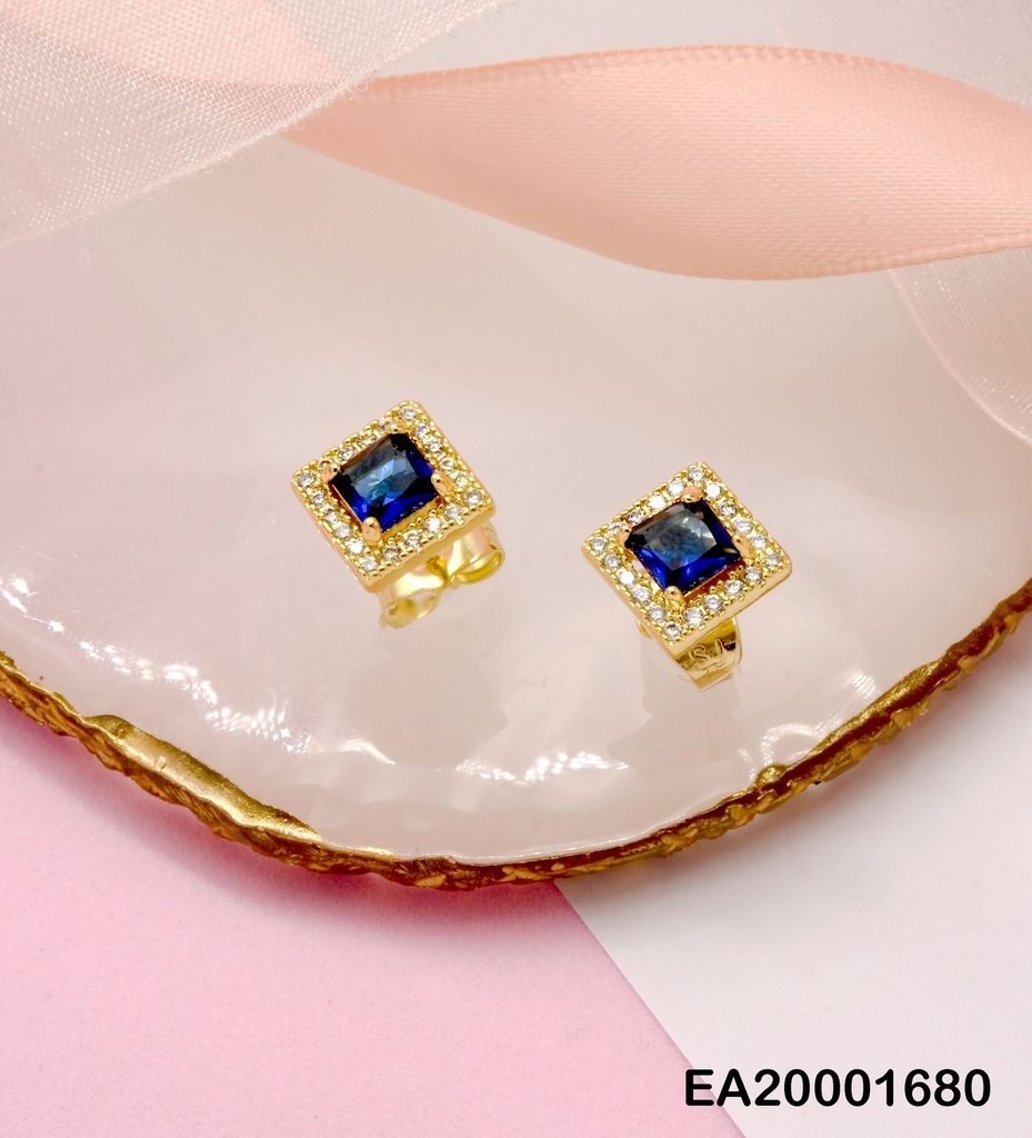 ARETES ROMBO ZIRCONIA AZUL BASE ZIRC.PEQUEÑAS
