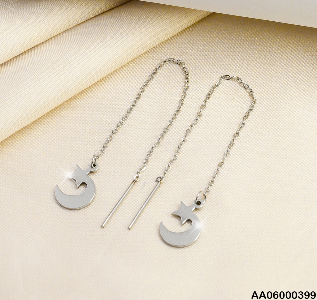 ARETES PLATEADAS VIOLADORAS MEDIA LUNA C/ESTRELLA SUP.