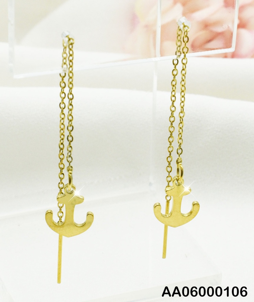 ARETES VIOLADORAS COLGANTE ANCLA S4034