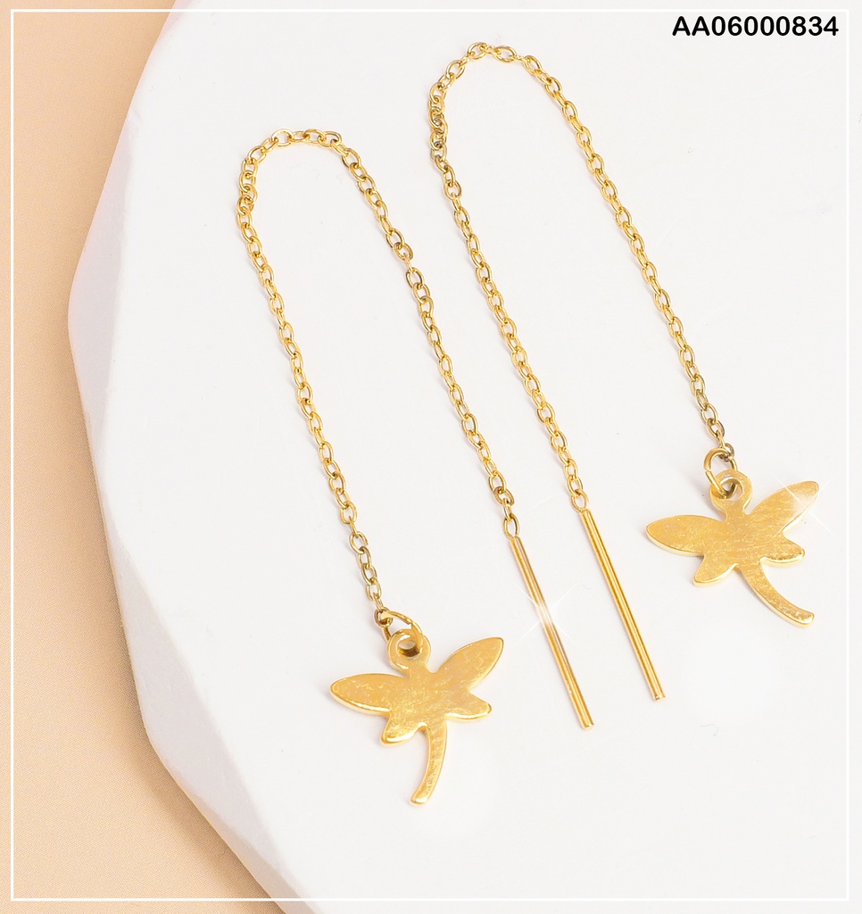 ARETES VIOLADORAS DE PLACA DE LIBÉLULA