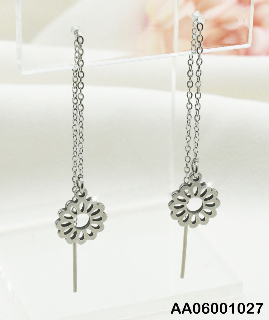 ARETES VIOLADORAS PLAT, COLGANTES CROQUI FLOR A8569
