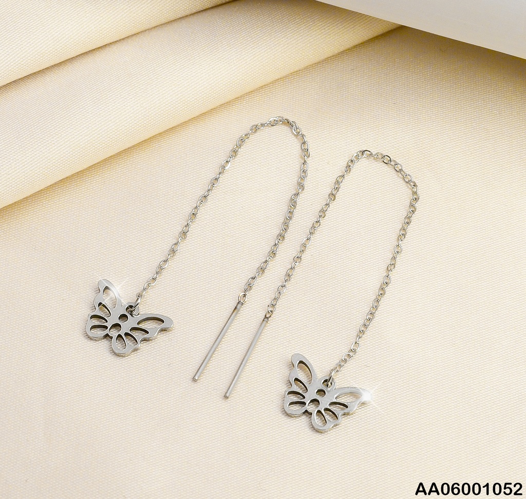ARETES VIOLADORAS PLATEADAS CROQUI MARIPOSA
