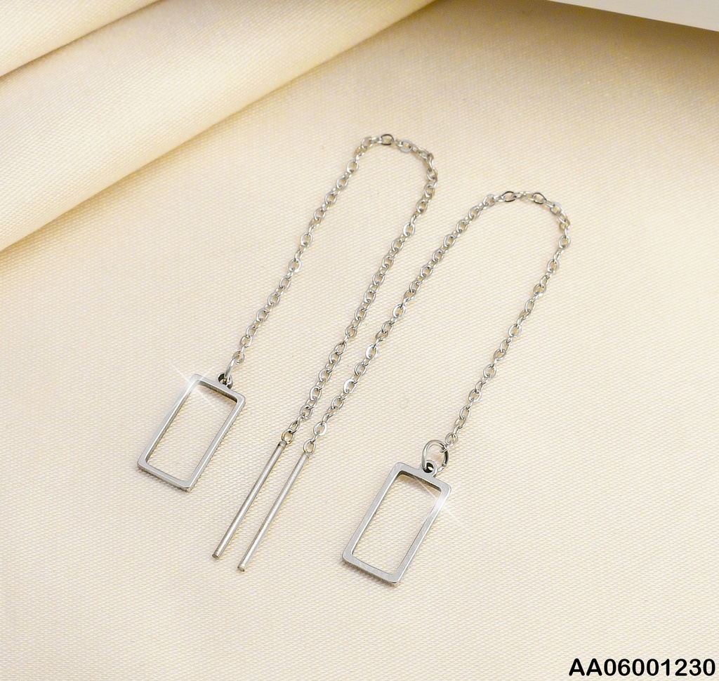 ARETES VIOLADORAS PLATEADAS RECTÁNGULO VERTICAL