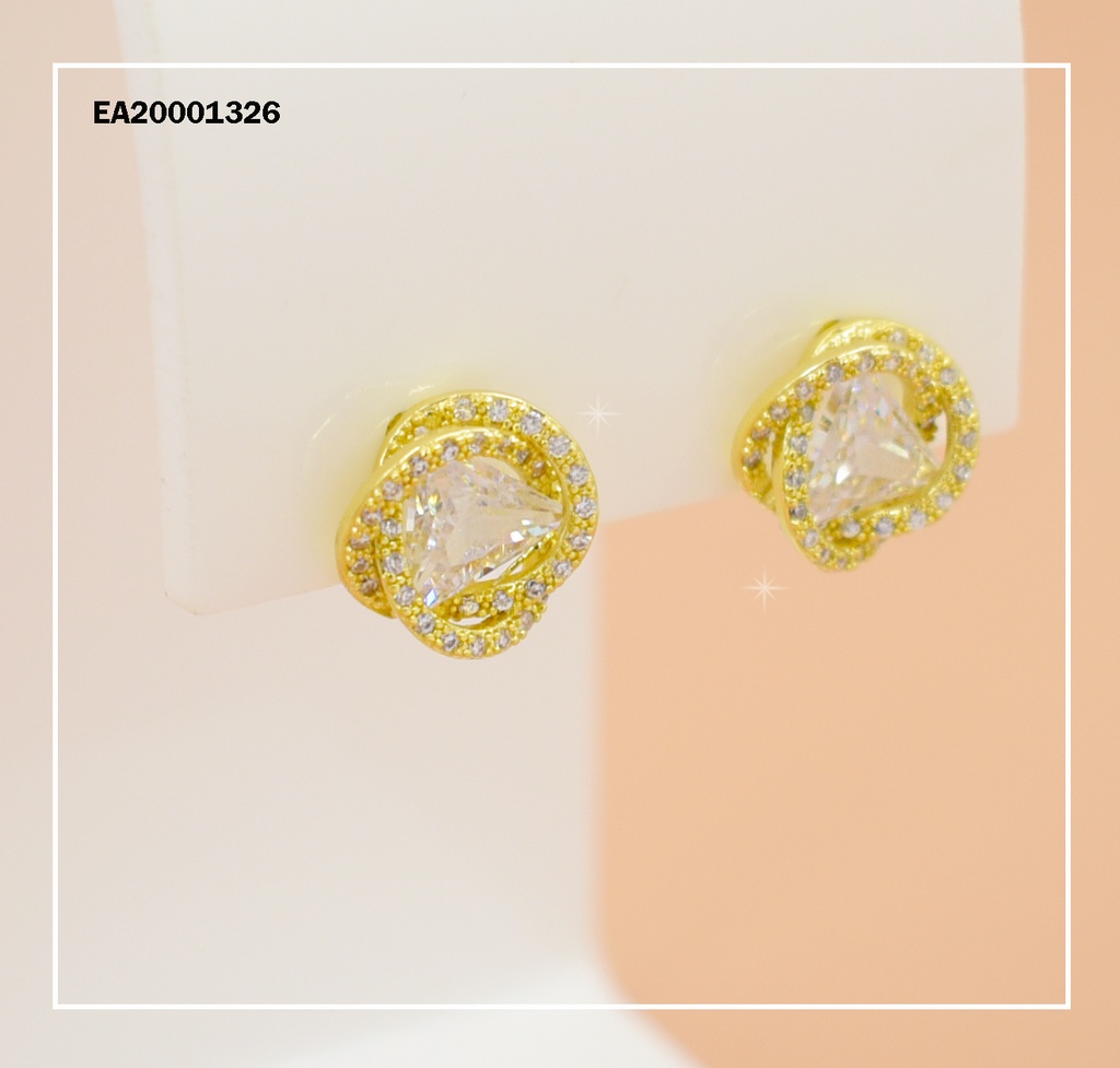 ARETES ZIRCONIA REDONDA CÍRCULOS ENTRELAZADOS DORADOS/ZIRC