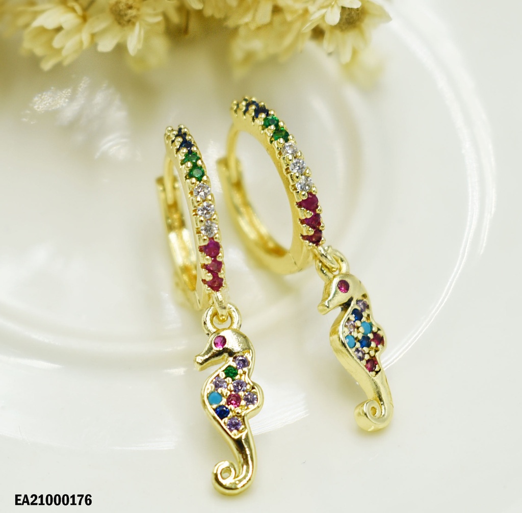 ARGOLLAS CON DIJE DE CABALLITO DE MAR CON ZIRCONIAS