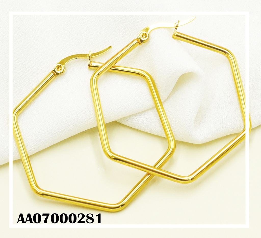 ARGOLLAS DORADAS HEPTÁGONO 40MM