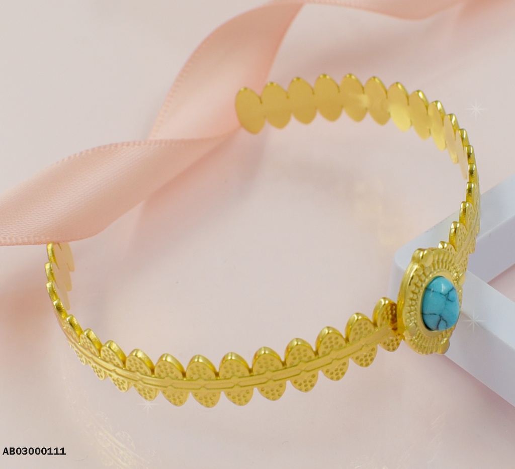 BRAZALETE ABIERTO ONDULADO PIEDRA TURQUESA