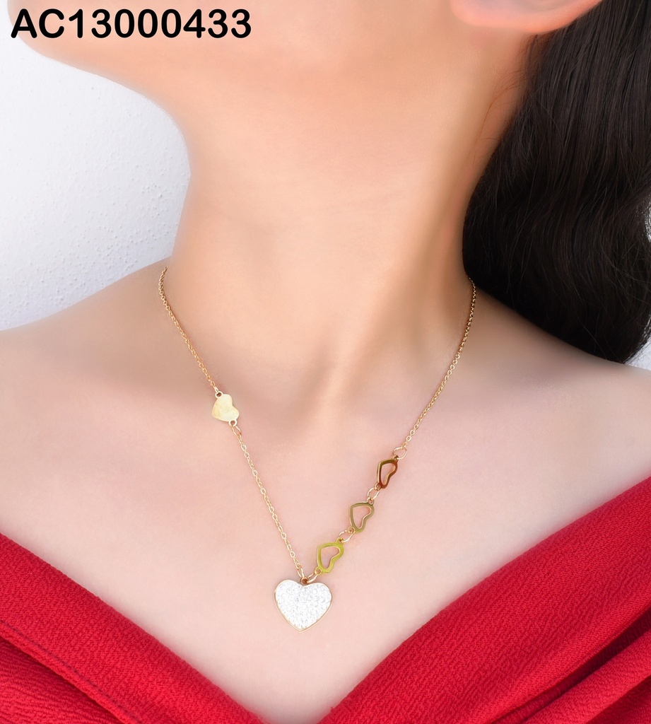 CADENA C/CROQUIS CORAZONES DIJE ZIRCONIAS