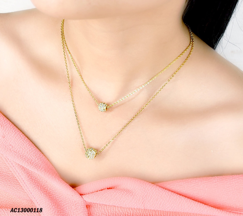 CADENA CON DOBLE DIJES PELOTITAS CON ZIRCONIAS