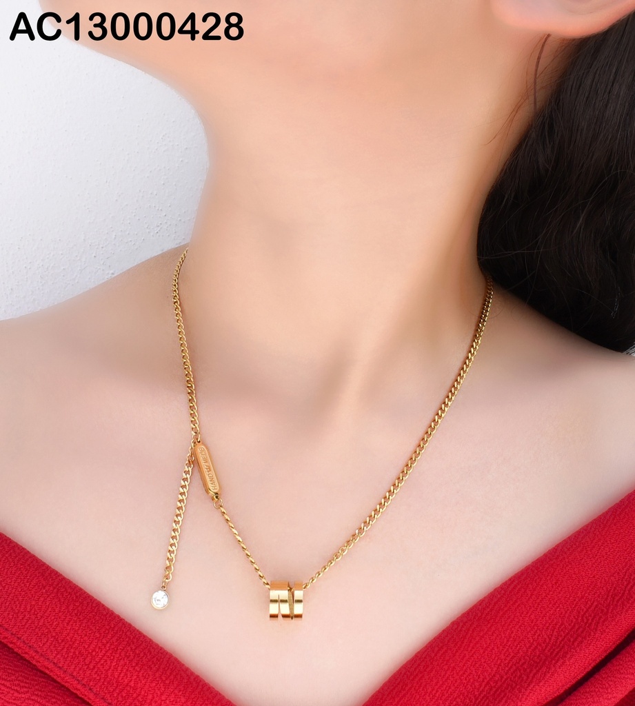 CADENA DIJE CILINDRO FORMA "N" COLGANTE LATERAL ZIRC