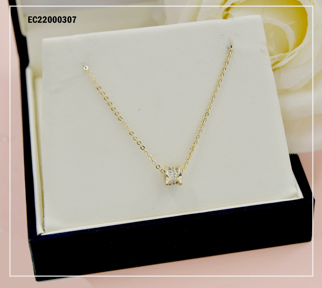 CADENA DIJE CILINDRO PEQUEÑO CON ZIRCONIAS