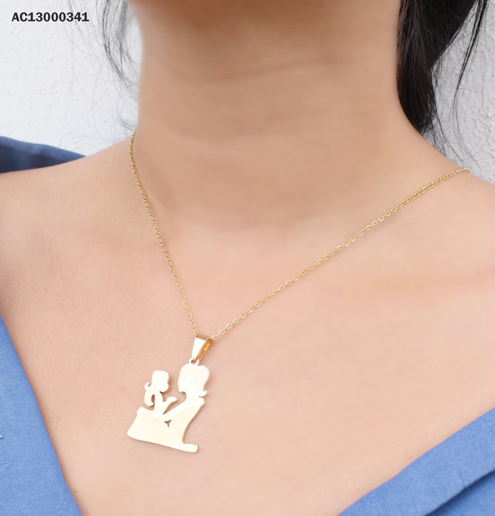 CADENA DIJE MADRE CON SU HIJA SILUETA CON DETALLE