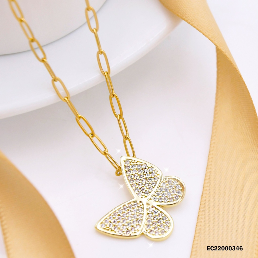 CADENA DIJE MARIPOSA A LAS REDONDEADAS Z/ZIRCONIA