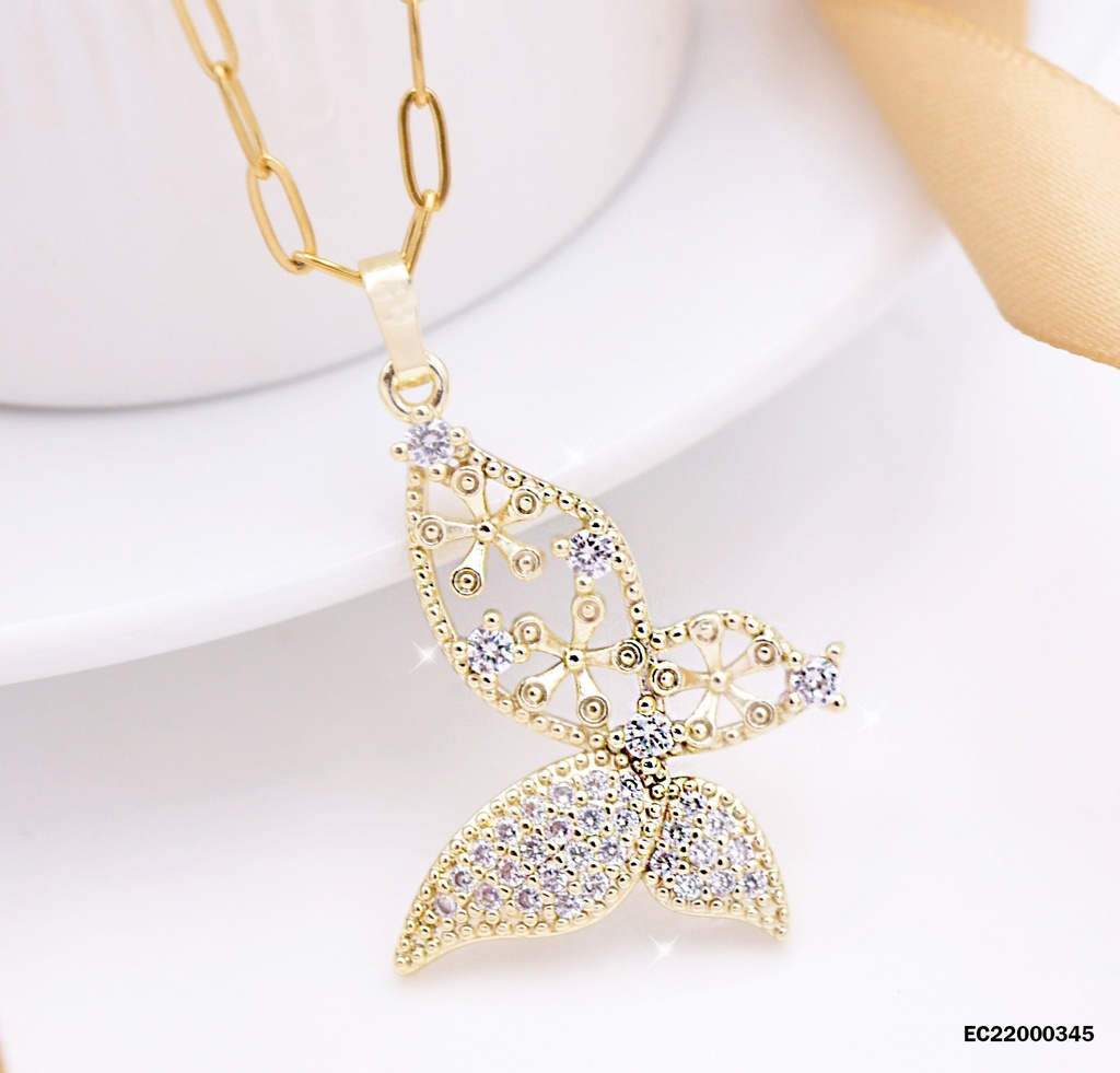CADENA DIJE MARIPOSA DE UN ALA CON ZIRCONIAS