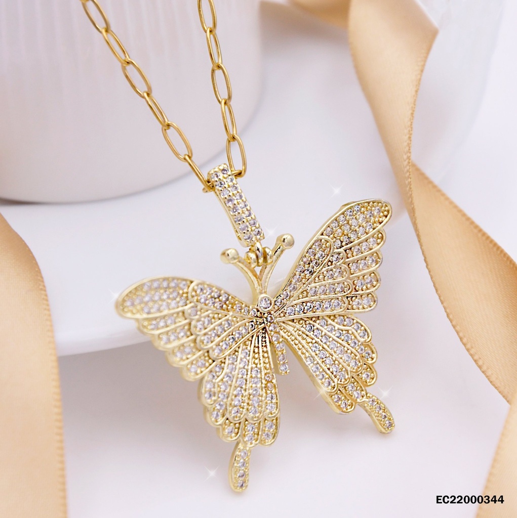 CADENA DIJE MARIPOSA GRANDE C/ZIRCONIAS