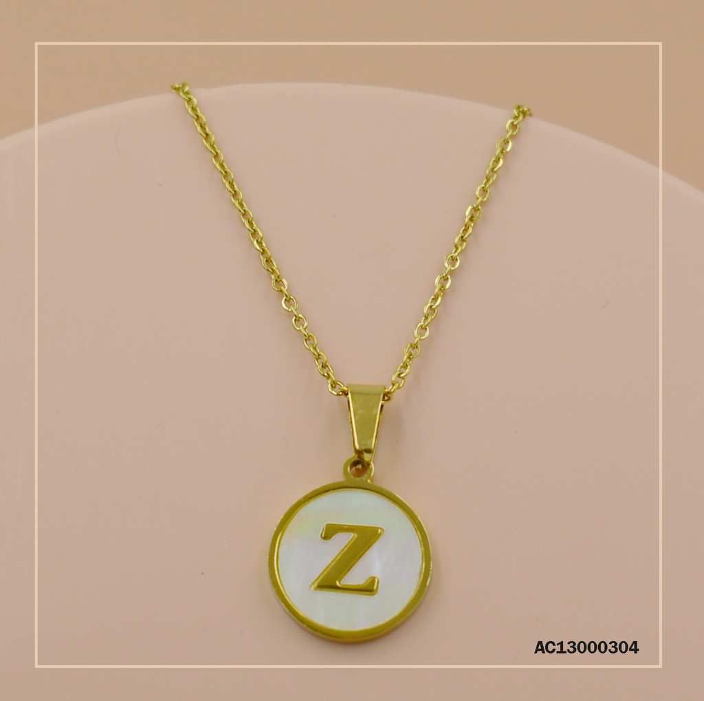 CADENA DIJE REDONDO BLANCO C/LETRA "Z"