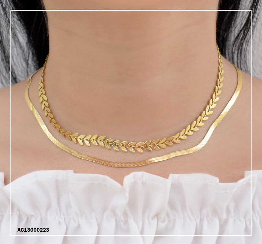 CADENA DOBLE HOJITAS LAUREL/PLANA