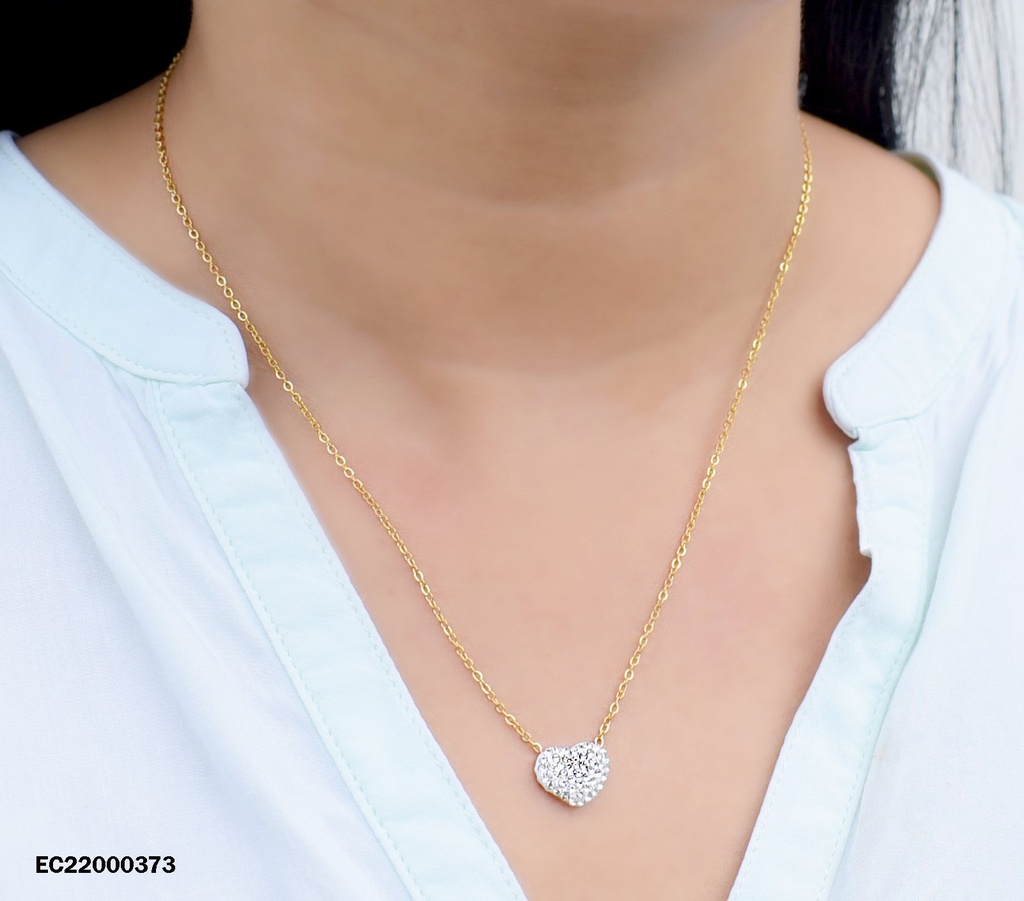 CADENA DORADA DIJE CORAZÓN ZIRCONIAS PLATEADAS