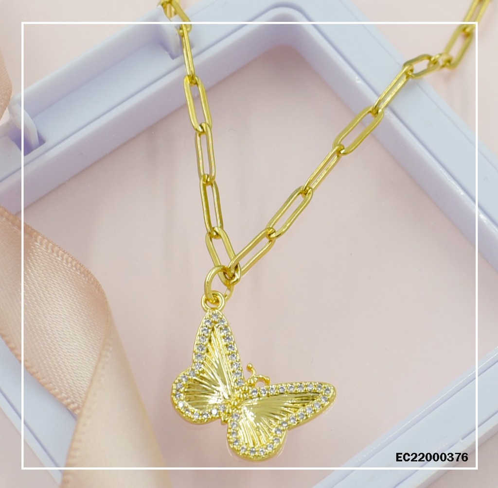 CADENA ESLABONES ALARGADOS DIJE MARIPOSA COLGADA DE ALA