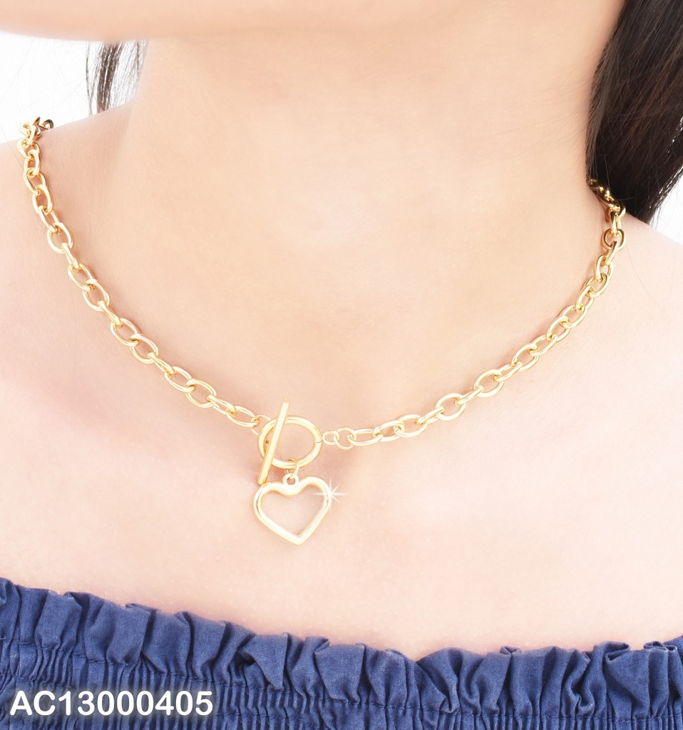 CADENA ESLABONES GRANDES DIJE CORAZON HUECO