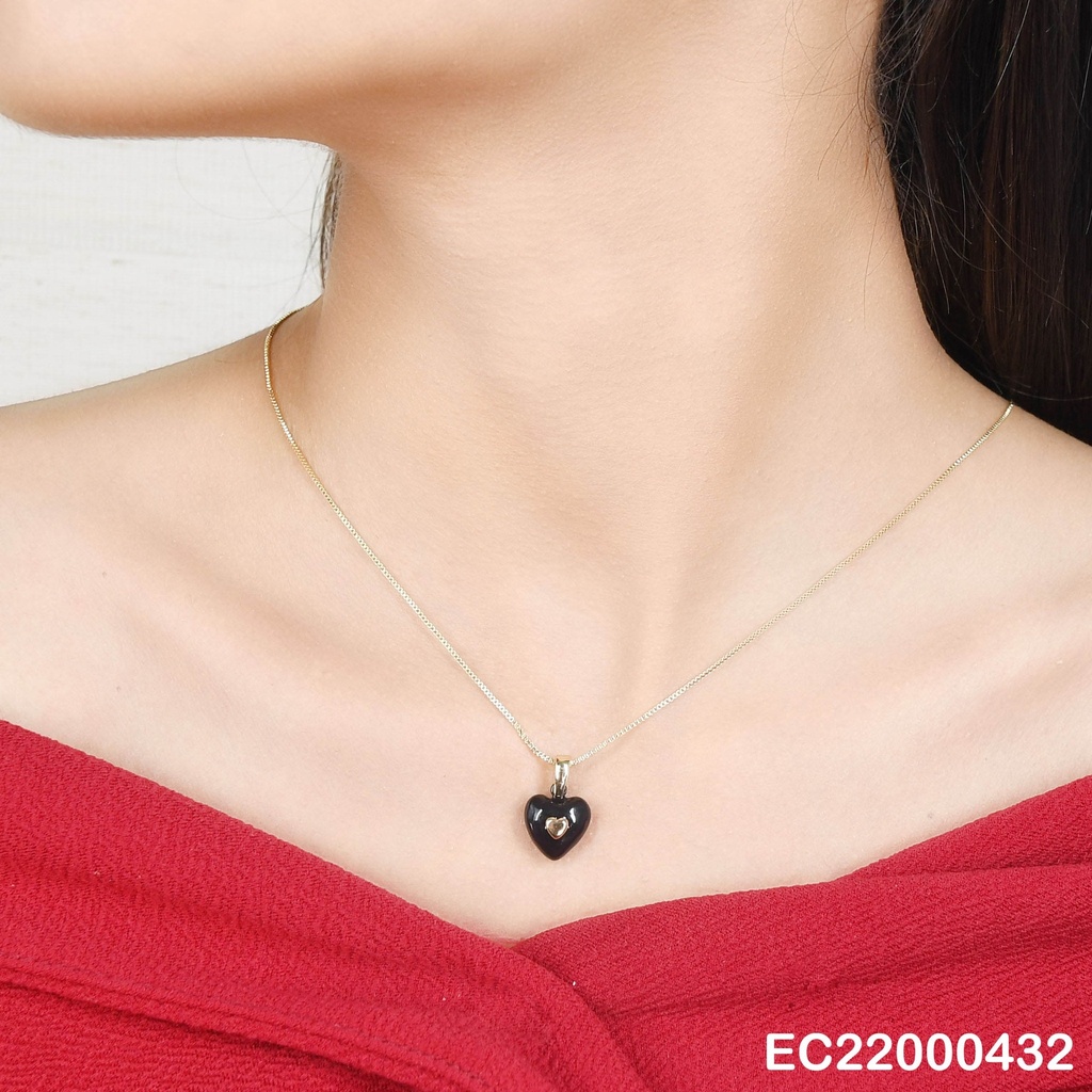 CADENA FINA DIJE CORAZÓN INFLADO NEGRO C/💛