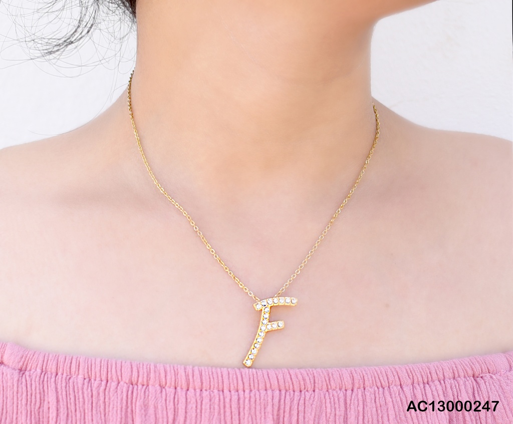 CADENA LETRA CON ZIRCONIAS "F"