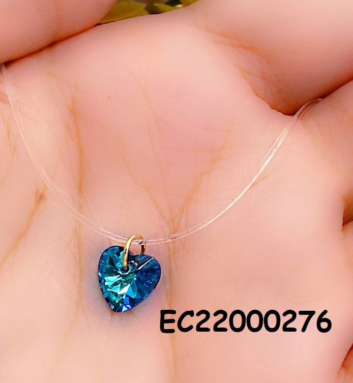 CADENA NYLON DIJE:CORAZÓN AZUL