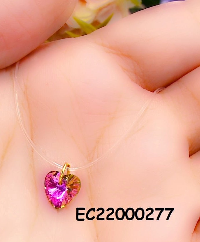 CADENA NYLON DIJE:CORAZÓN TORNASOL FUCSIA