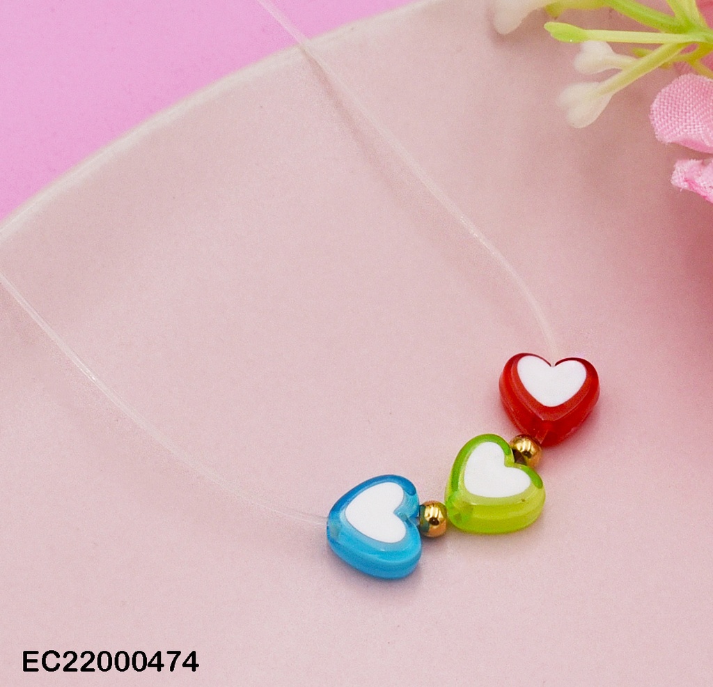 CADENA NYLON DIJES CORAZONES 💙💚❤CENTRO BLANCO