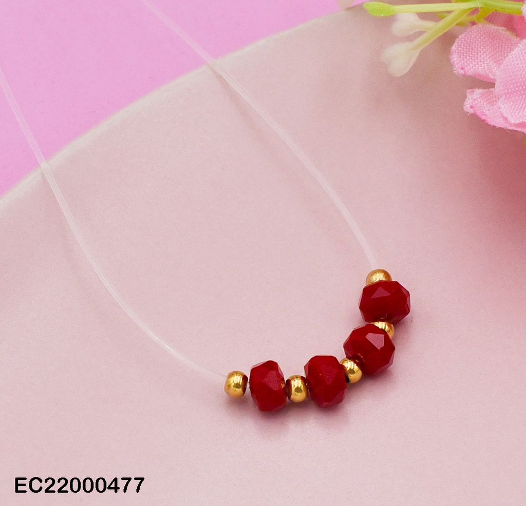 CADENA NYLON DIJES ESFERITAS DORADAS RUEDITAS ROJAS