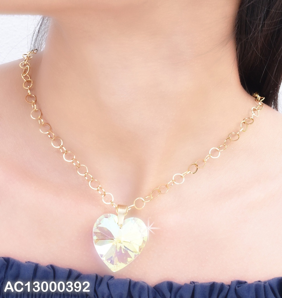 CADENA OLIMPICA CON DIJE DE CORAZON TORNASOL