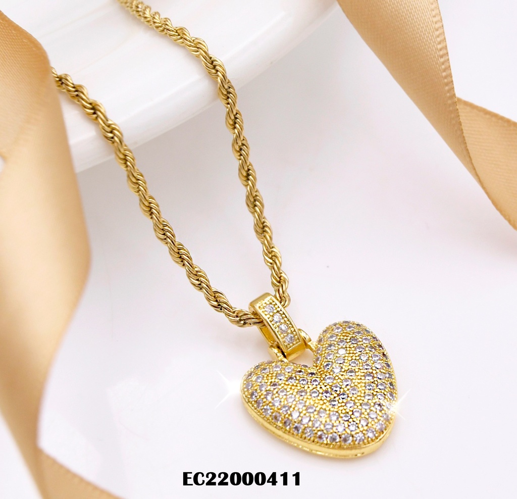 CADENA TORNEADA DIJE CORAZÓN C/COLGANTE