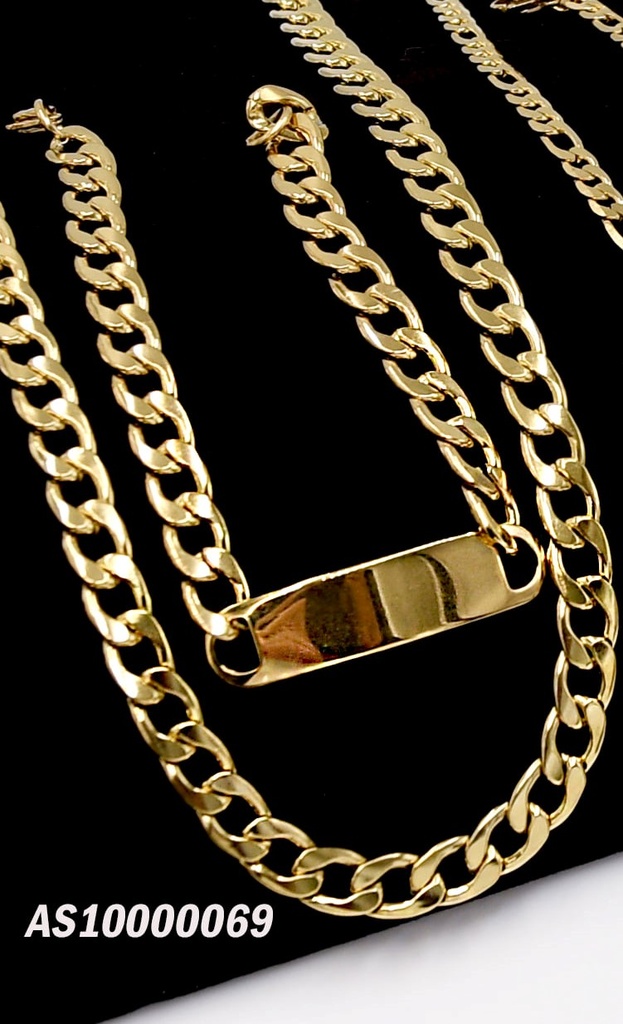CADENA Y PULSERA CON PLACA GRUESA