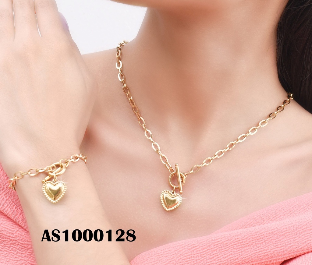 CADENA-PULSERA ESTILO TIFFANY CORAZÓN BORDE C/PUNTOS
