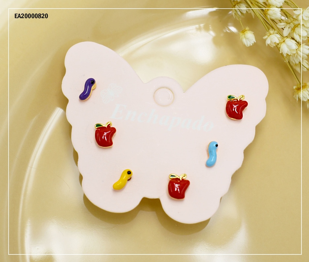 PAQ.TRIO ARETES:MANZANA Y GUSANO (P.E.NOV2025)