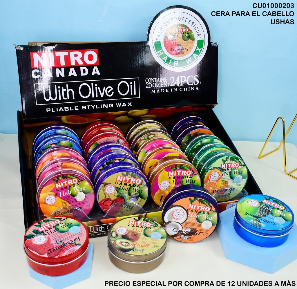 CERA P/CABELLO NITRO CANADA C/ACEITE OLIVA (SURTIDOS)