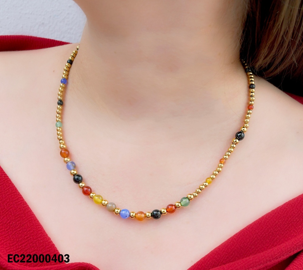 COLLAR PIEDRAS REDONDAS COL.VARIOS/DORADAS