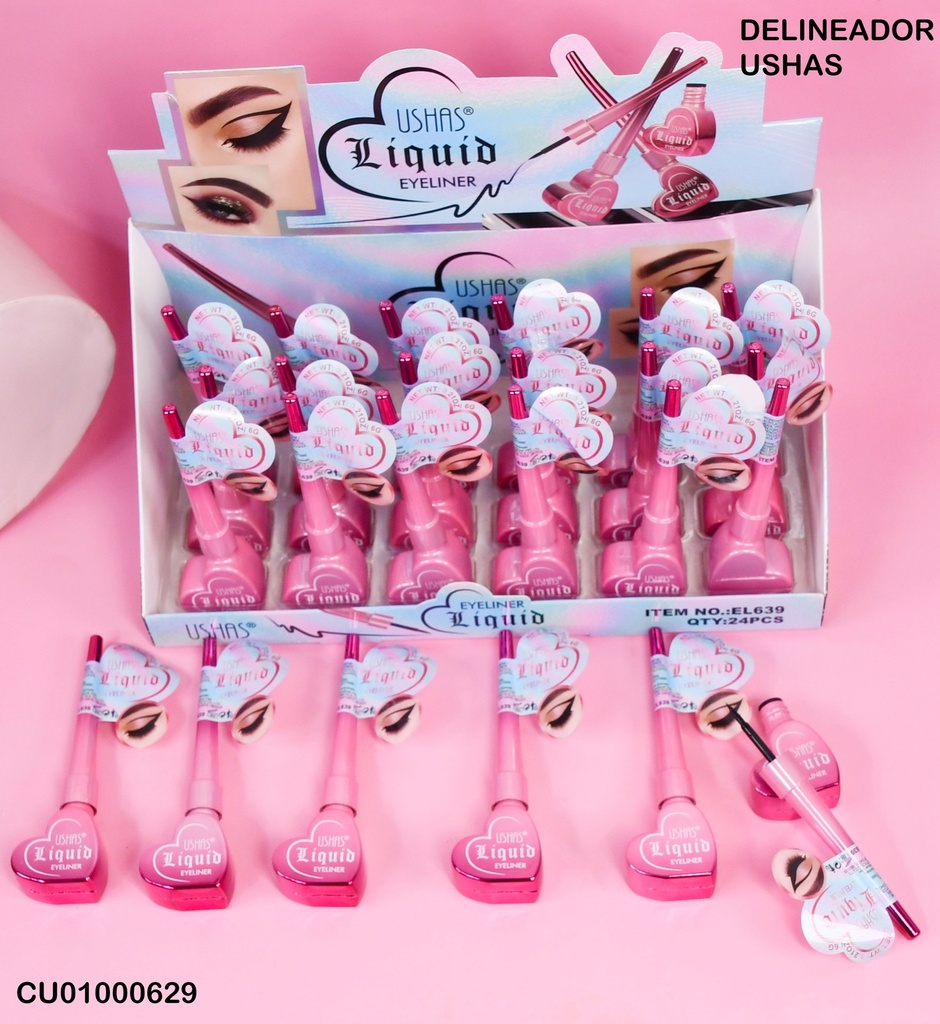 DELINEADOR LÍQUIDO NEGRO CORAZÓN ROSADO EL639