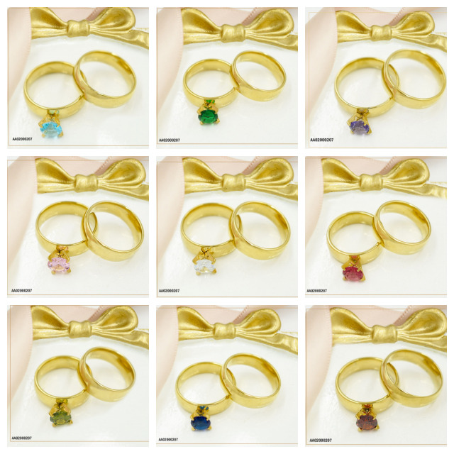 DÚO ANILLOS COMPROMISO ANCHOS SOLITARIO (COLORES VARIOS) Y LISO