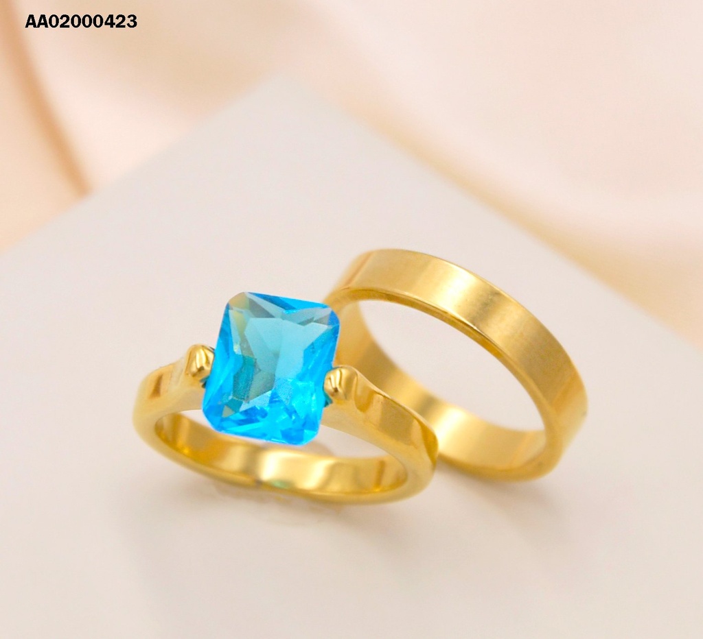 DÚO ANILLOS COMPROMISO RECTÁNGULO VERTICAL REDONDEADO