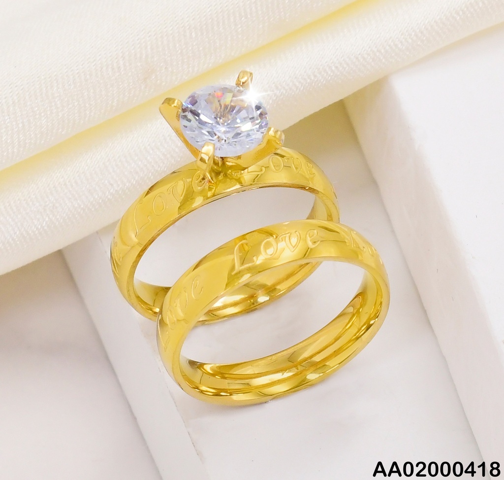 DÚO ANILLOS DE COMPROMISO GRABADOS "LOVE"