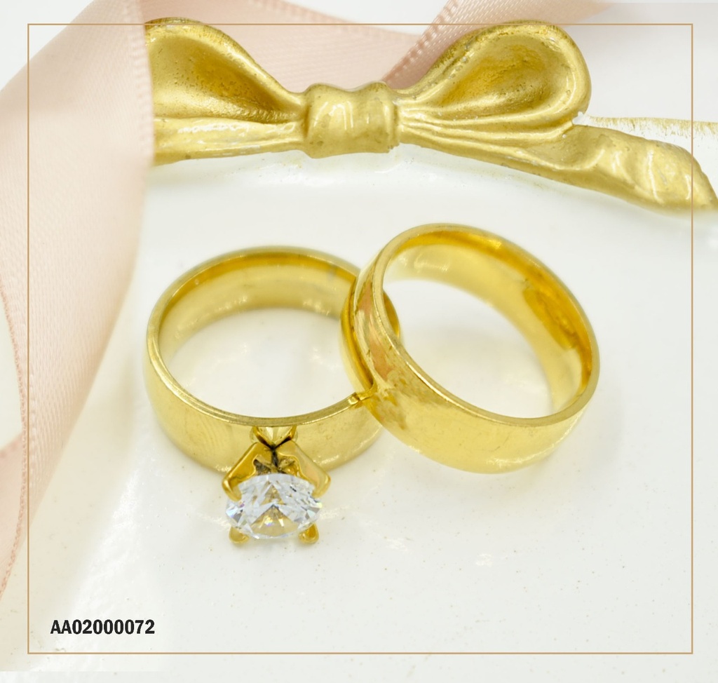 DÚO ANILLOS SOLITARIO ANCHOS LISOS