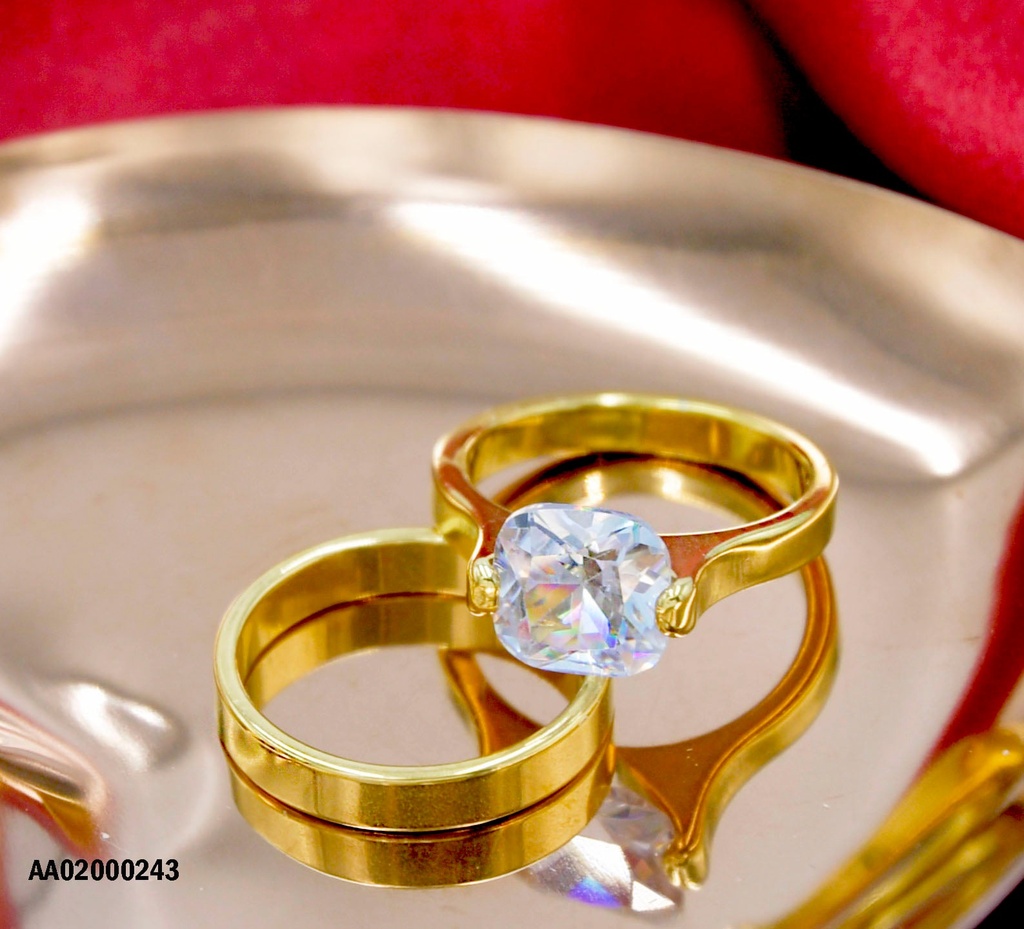 DÚO ANILLOS ZIRCONIA CUADRO REDONDEADO