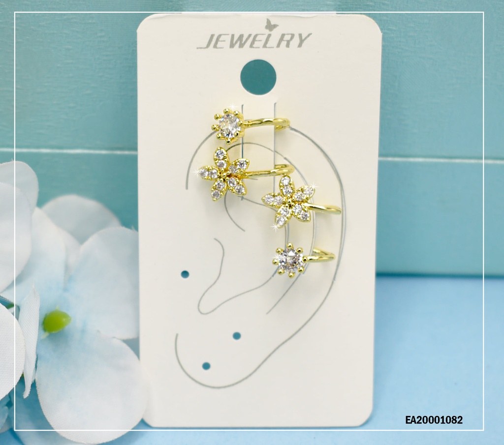 DÚO ARETES CAMALEÓN FLOR ZIRCONIAS/ZIRCONIAS